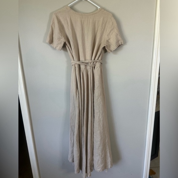 Mantaikotai Beige Lisbon Linen Wrap Dress Lisbon S - Picture 5 of 6
